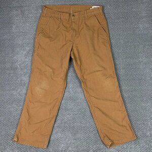 Distressed Carhart Dungaree Fit Canvas Pants Men's 36 x 30 Fits 38 x 29 Brown